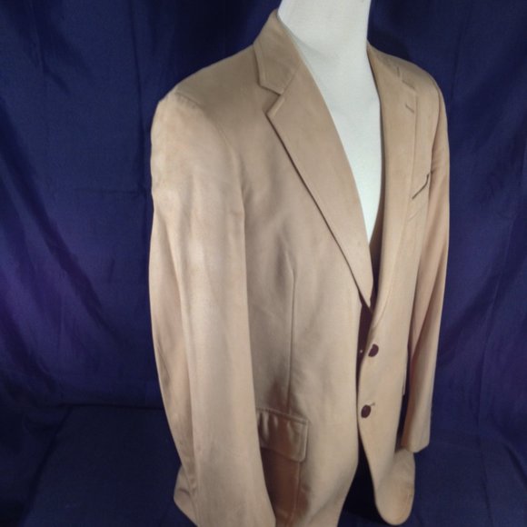 Donald Brooks Vintage Men’s 46L Tan Sports Coat 2 Button Antelon Suede Blazer - Picture 3 of 9